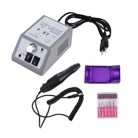 Pinkiou Professional Electric Nail Drill Manicure Filer Kit Nail Polish Machine Set with 6 Acrylic Gel Remover and 7Pcs Nail Drill Bits (Gray)