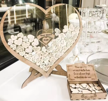 60/80pcs Wooden Love Signature Guest Book Wedding Birthday Party Props Desktop Decoration Big Tree Photo Frame Diy Ornaments