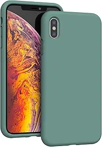 K TOMOTO Compatible with iPhone Xs Max Case 6.5 Inch, Full Body Liquid Silicone Gel Rubber Drop Protection Bumper Cover with Microfiber Lining Shockproof Protective Phone Case, Midnight Green