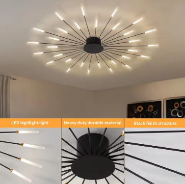 Remote Control Three Color Infinite Dimming LED Ceiling Light 30 Head Acrylic Light Source, Suitable for Living Room and Bedroom