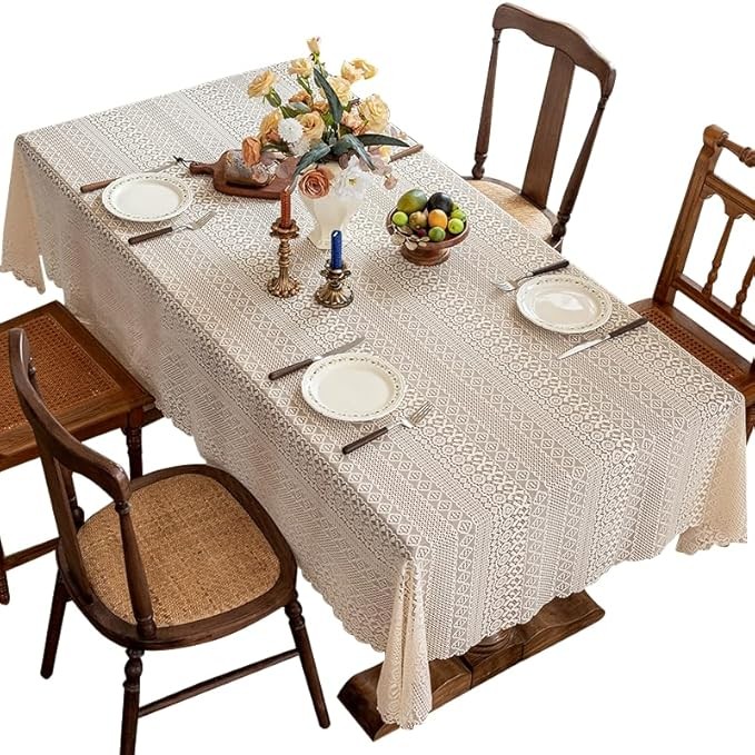 New Lace Tablecloth Tea Table Top Premium Light Luxury Studio Atmosphere Table Cover (Iola, 140 * 220cm) (140 * 180)