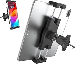 Vent Tablet Holder for Car, Vehicle Air Vent Tablet Mount with 360° Rotation [Upgrade Ultra Stable] Vent Clip for iPad Pro Air Mini, Galaxy Tabs, Fold, iPhone, 4-12.9" Tablets & Phones