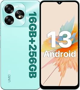 UMIDIGI A15 Cell Phones 16(8+8)G+256G, Android 13 Mobile Phone, 64MP Main Camera Octa Core Smartphone Unlocked 6.7” HD+ Full-View Waterdrop Screen, 5000mAh Battery 20W Fast Charging, 4G Dual SIM, NFC