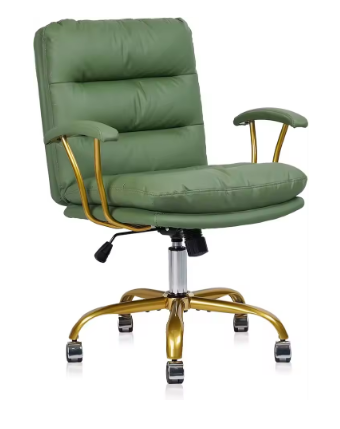 NEW Ergonomic Office Desk Chair with Wheels and Arms, Faux Leather Computer Chair for Home Bedroom Office