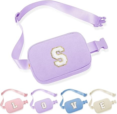 YOOLIFE Gifts for Girls Teen Girls - Crossbody Bag for Girls Belt Bag Fanny Pack, Personalized Gifts Daughter Gifts Birthday Gifts for Girls Sling Bag, Purple Initial Crossbody Bag Belt Bag (Purple S)